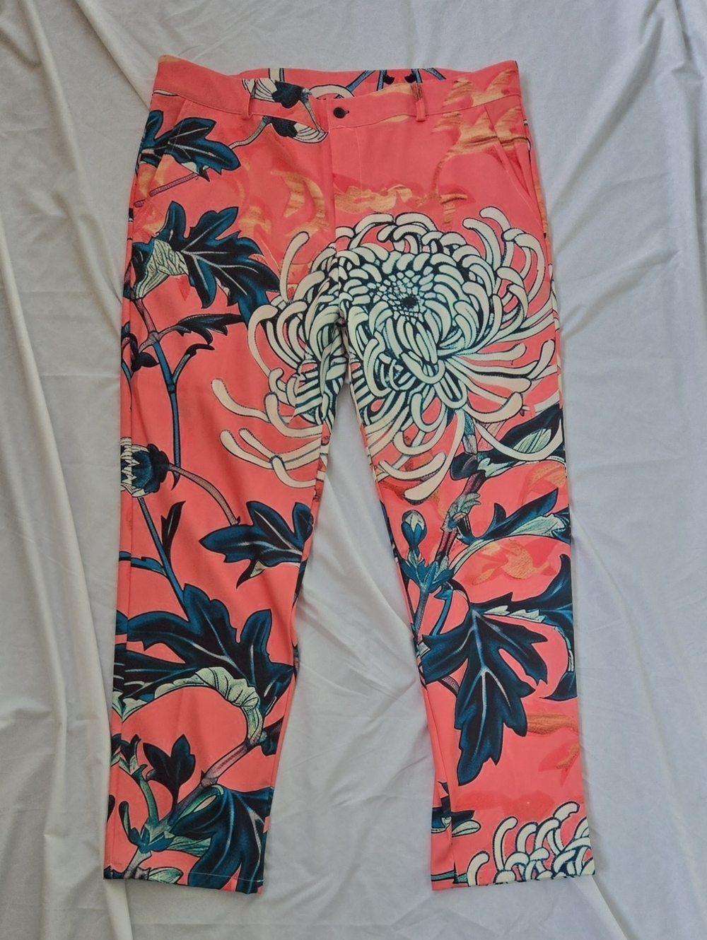 Men's Exotic Pink Pants Multicolor Tropical Flower Graphics All Over Pants